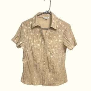 Proportion Petite 4 Season  Button Down Short Sleeve Blouse w Lurex